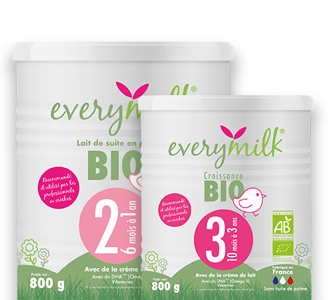 Everymilk lait 2e âge bio - De 6 à 12 mois - Sans huile de palme